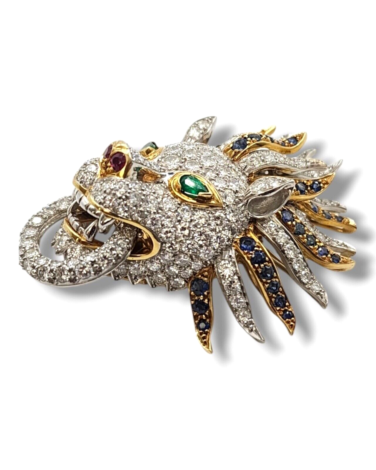 Stunning 18k Gold & Diamond Lion Pendant 10.0 Carats