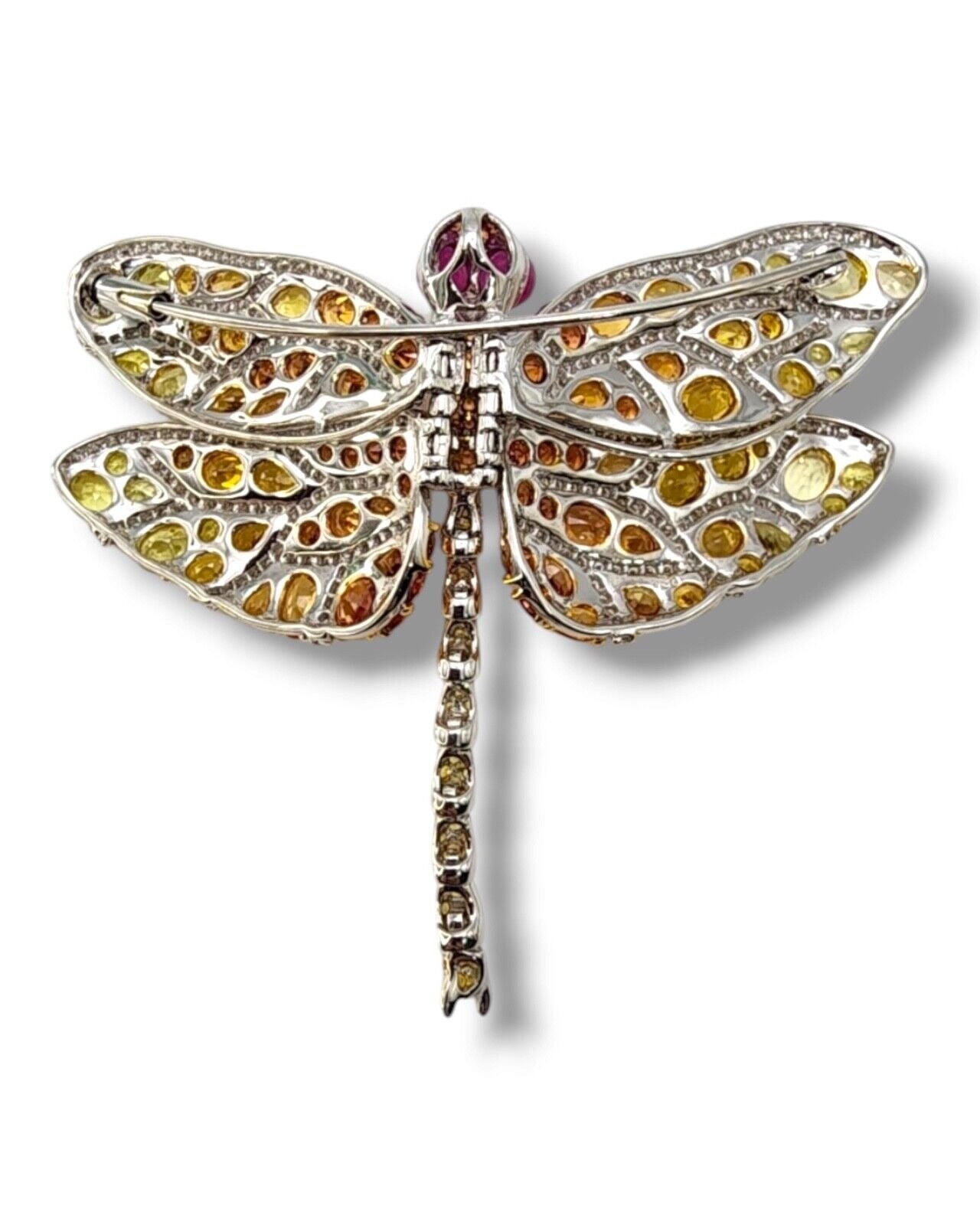 Amazing Vintage Dragonfly Brooch covered with Diamonds  & Large Sapphires