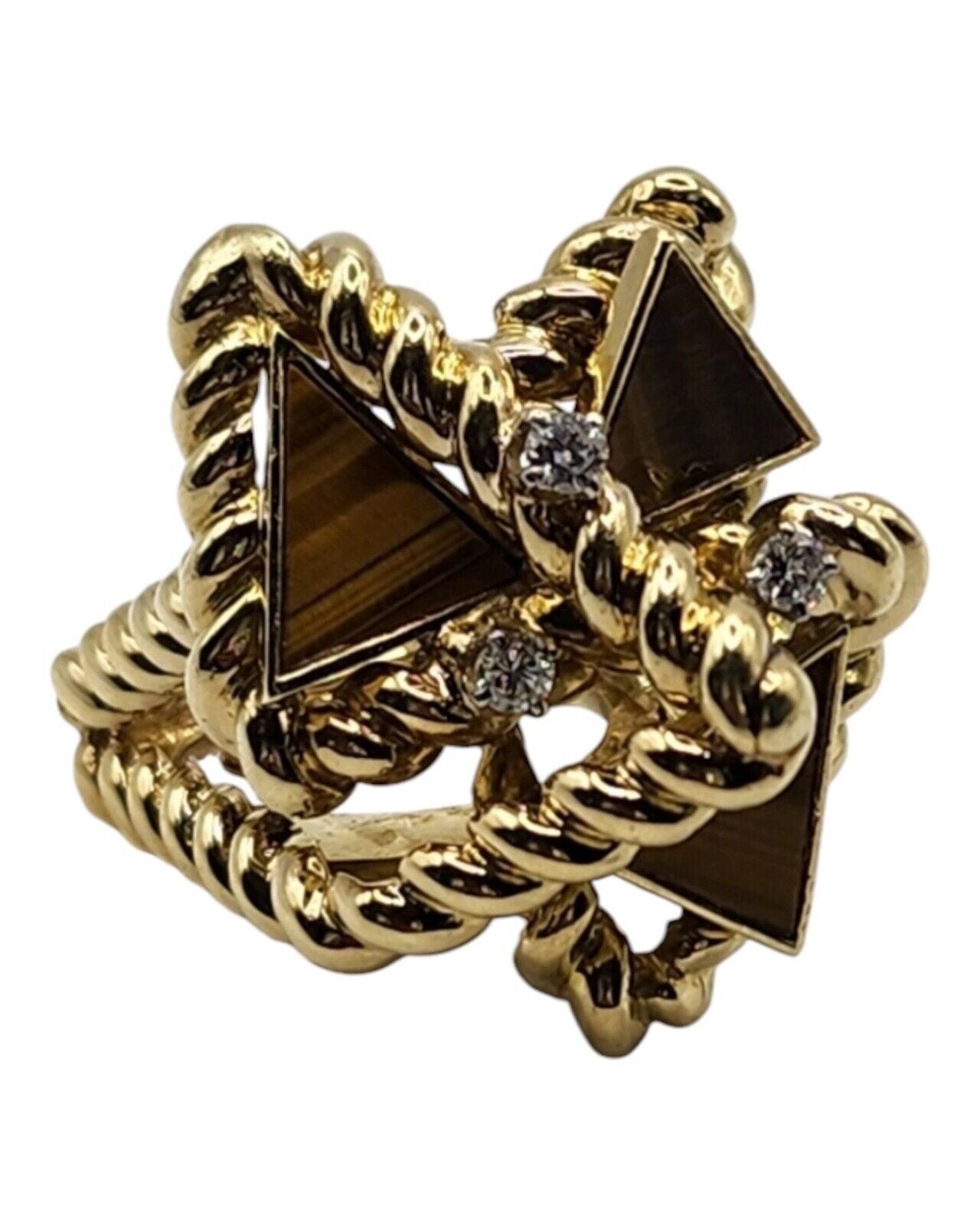 La Triomphe, Dia Tiger Eye, 18k & Diamond Gold Ring