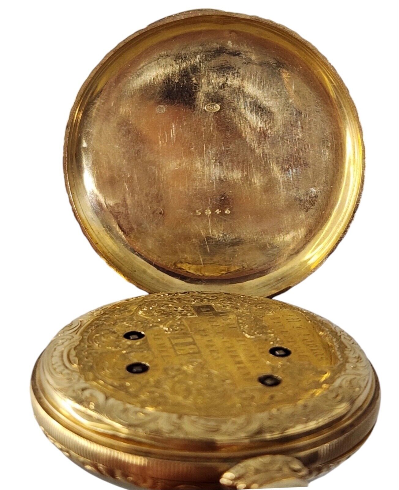 M. J Tobias A Swiss 18K Gold Key Would Patent Level Pocket Watch with Dual Time