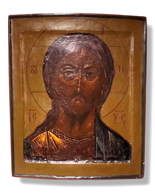 Rare Antique Orthodox  Hand painted  Russian Icon of the Christ