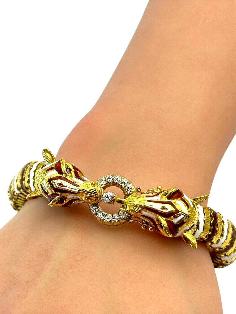 Gorgeous 18K Gold Glossy and Matte Reversible Bracelet