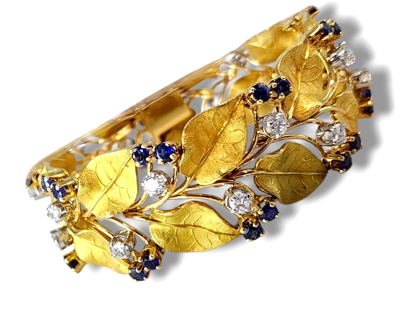 CARTIER Henri Heugas  Rare 18K Gold Bracelet  2.52Ct Diamonds & Sapphires  1937