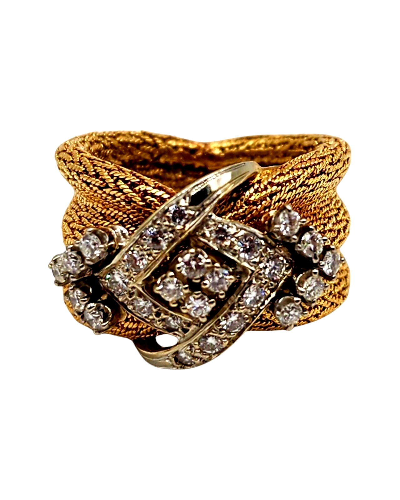 Gorgeous 14K Gold &  Diamond Women's Ring Italy