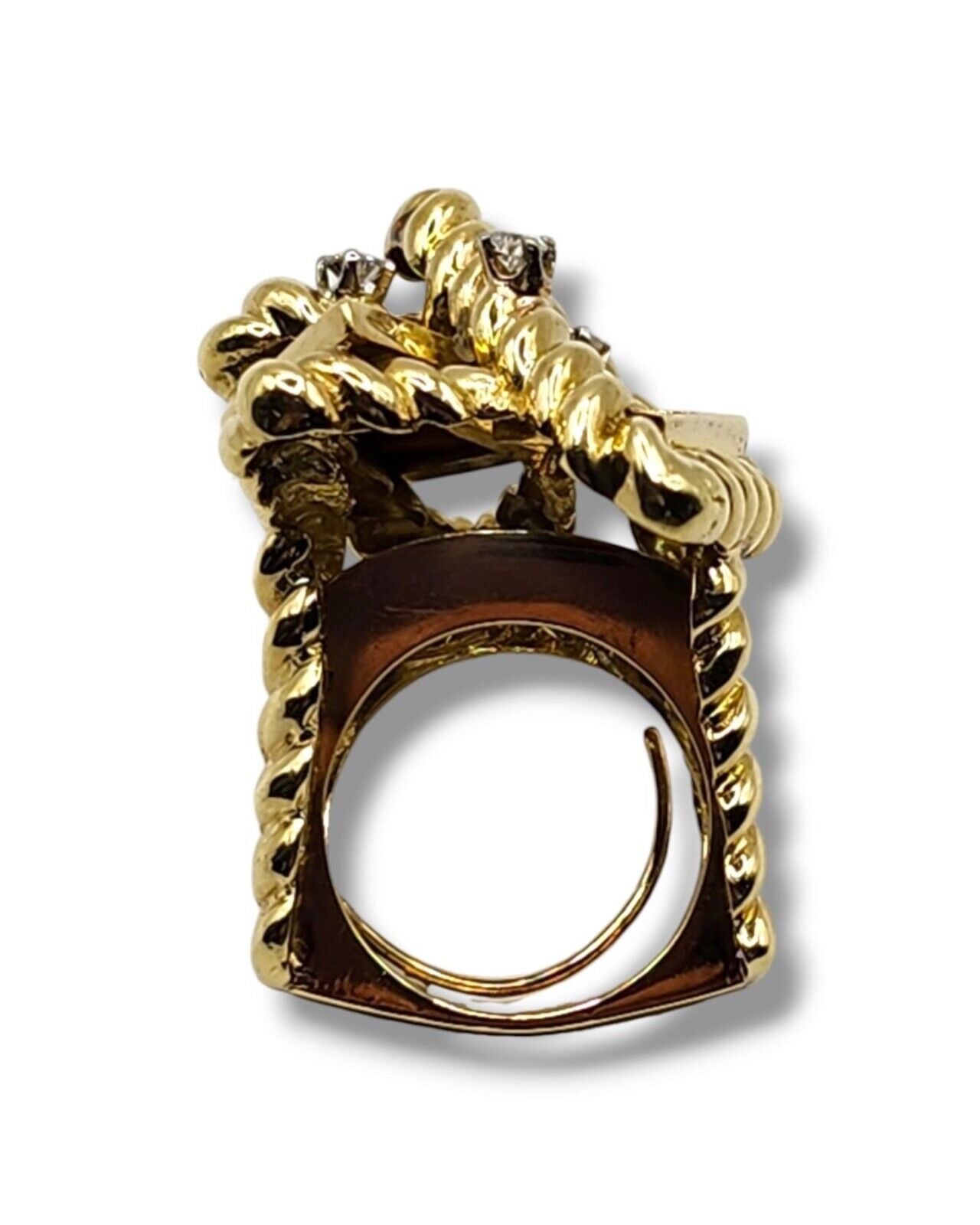 La Triomphe,  Dia Tiger Eye,  18k & Diamond Gold Ring Unique