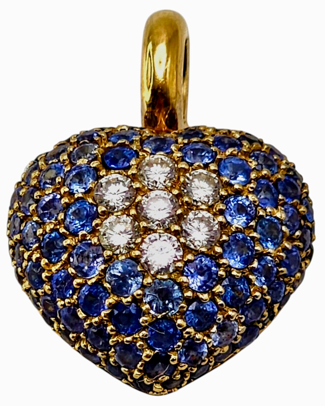 Beautiful  18K Gold Heart Shaped Brooch/Pendant decorated with large diamonds