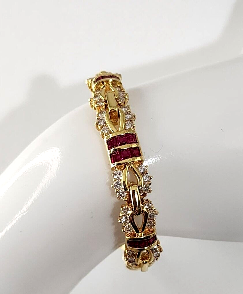 18K Gold Necklace & Bracelet  with Diamonds & Rubies 3.77 Carats  Firm: H.Stern