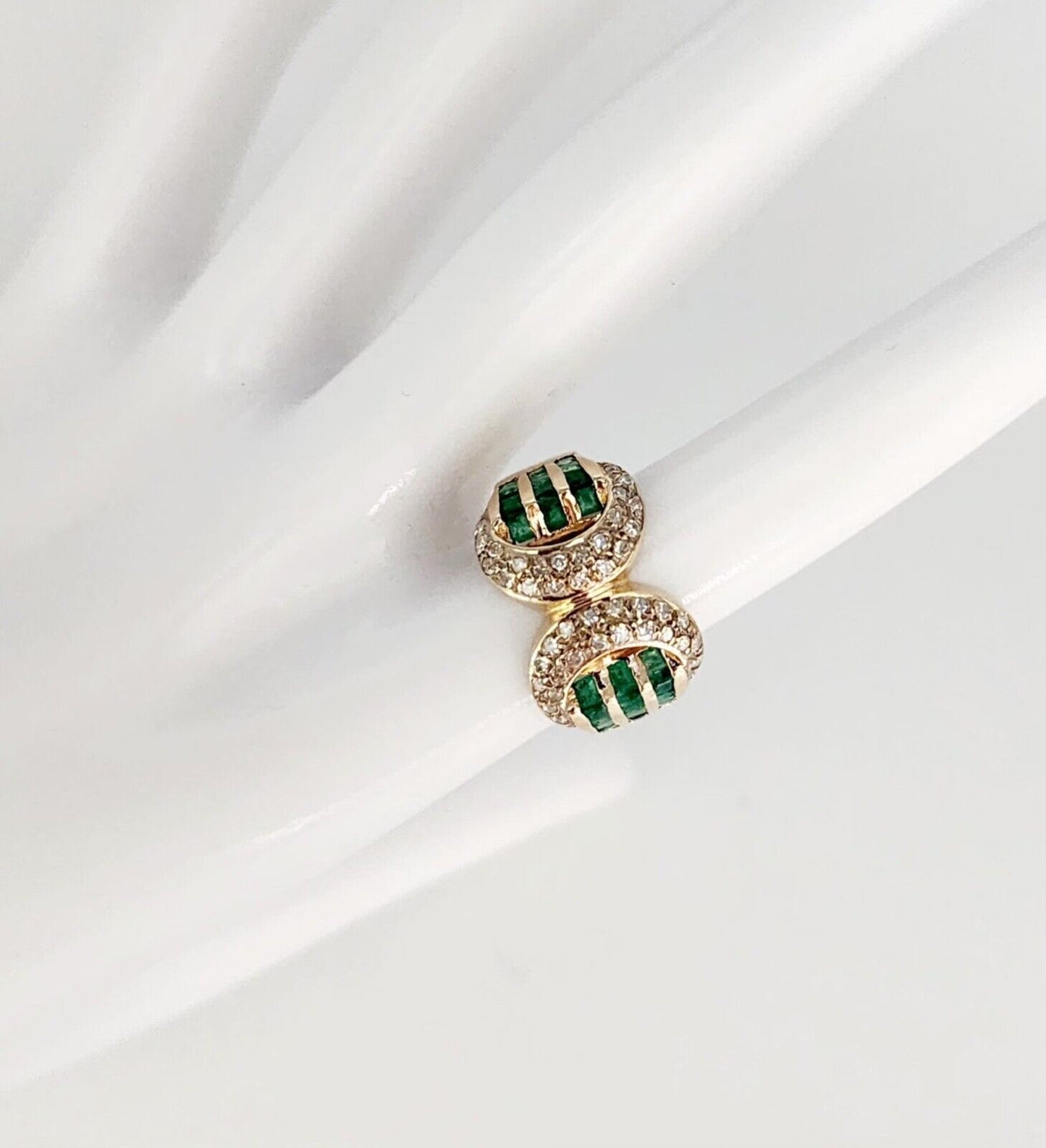 14K  Yellow Gold Ring with Diamonds & Emerald