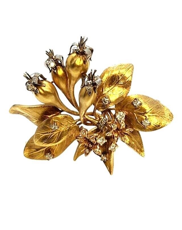 Amazing Vintage 18k Gold and Diamond Brooch