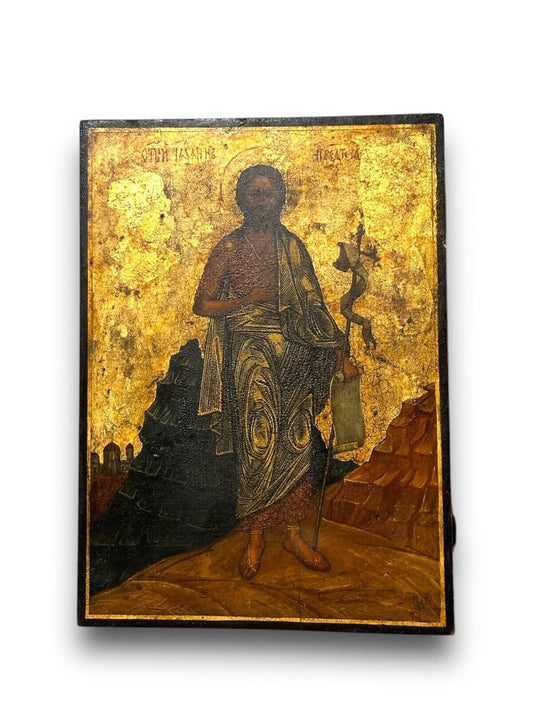 Antique Orthodox  Hand Painted Beautiful and Well Preserved Greek Icon St John