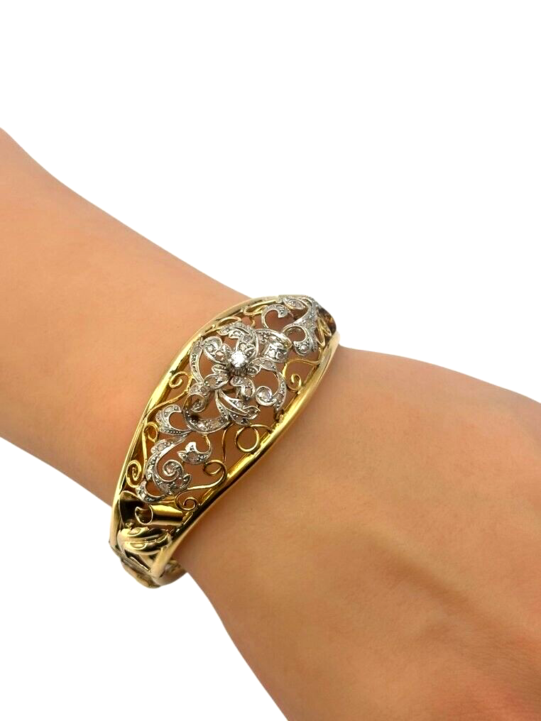 Beautiful Antique Victorian 18K Gold Bracelet with Diamonds