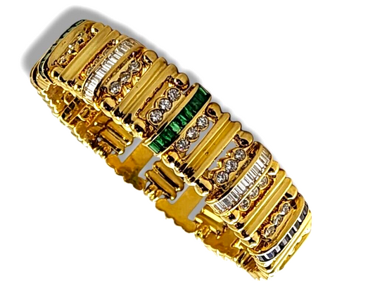 18K Gold Bracelet with Diamonds Sapphires and Emeralds 75 Grams! 5.50 Carats