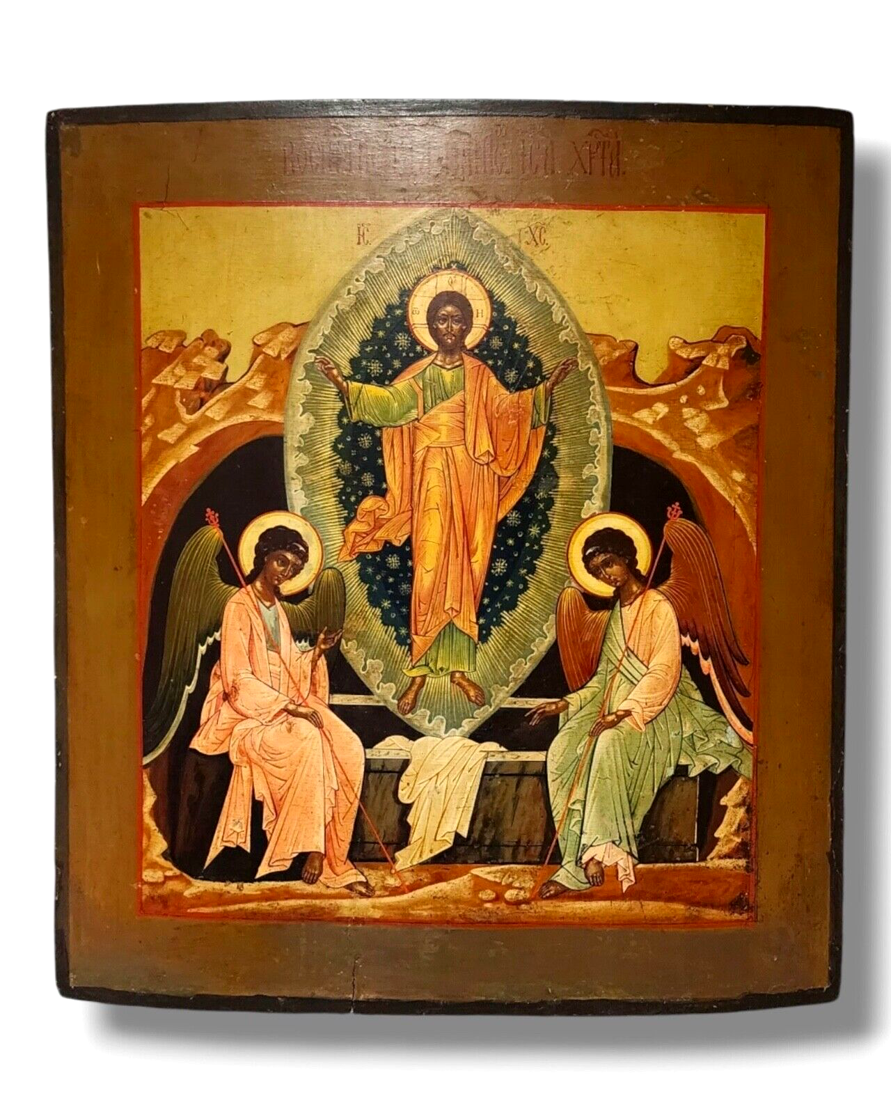 Rare Antique Russian Amazing Icon of the Resurrected Christ Moscow c.1890