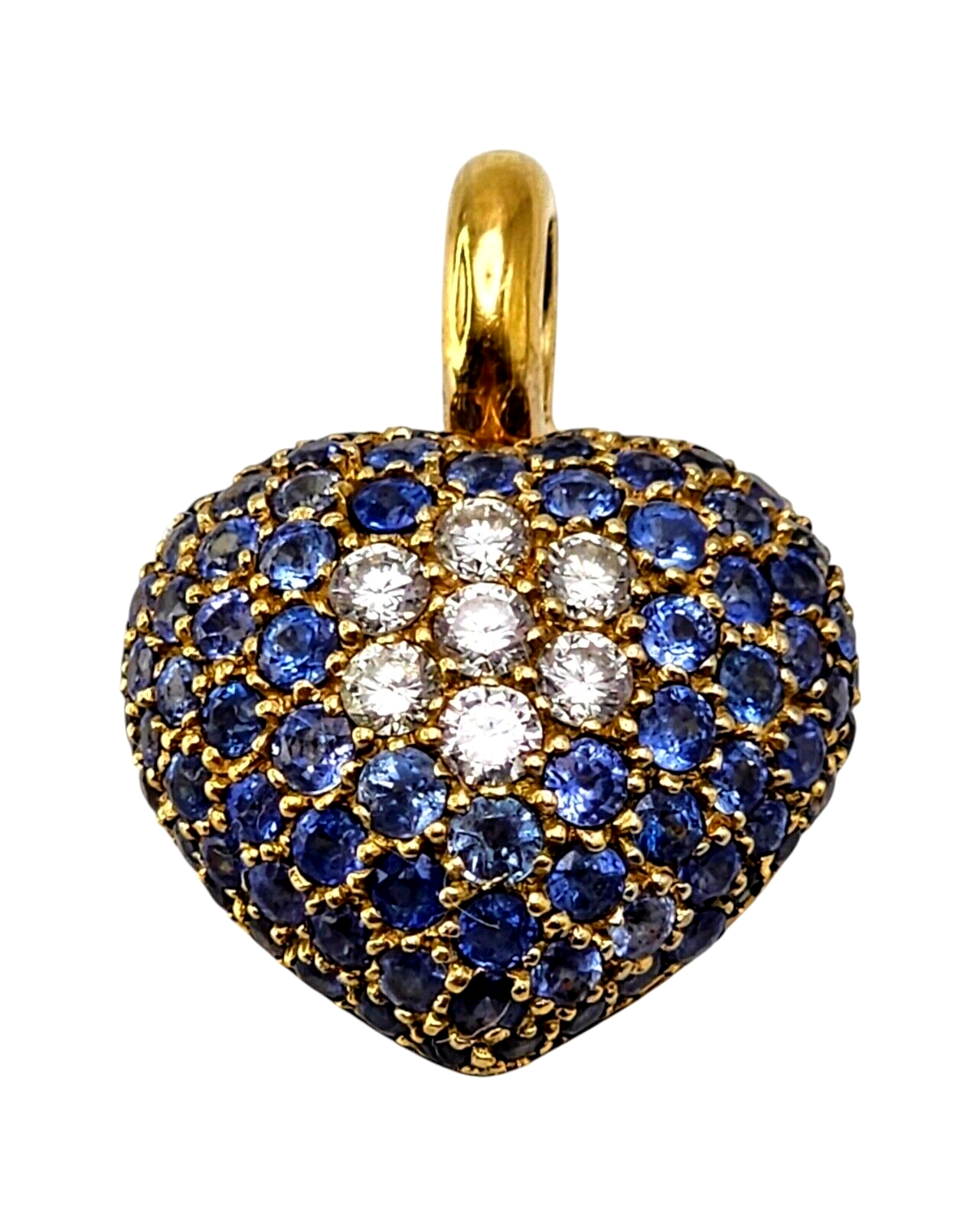 Beautiful  18K Gold Heart Shaped Brooch/Pendant decorated with large diamonds