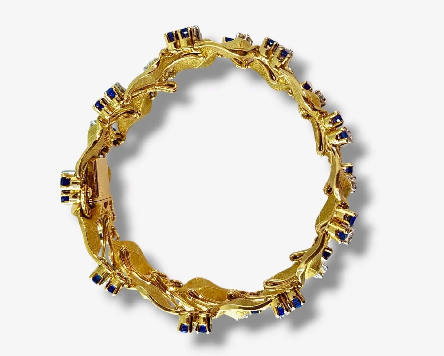 CARTIER Henri Heugas  Rare 18K Gold Bracelet  2.52Ct Diamonds & Sapphires  1937