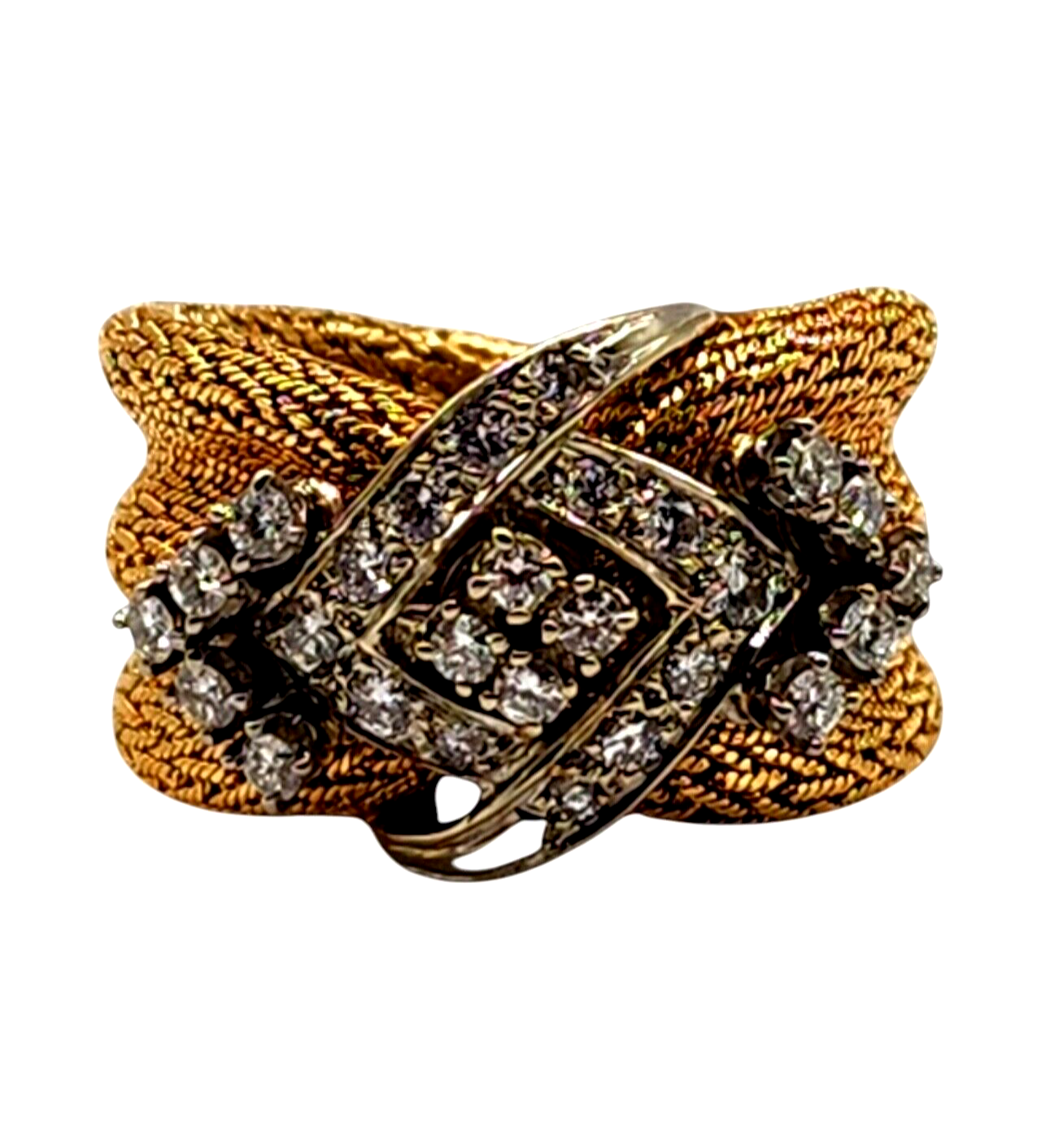 Gorgeous 14K Gold &  Diamond Women's Ring Italy