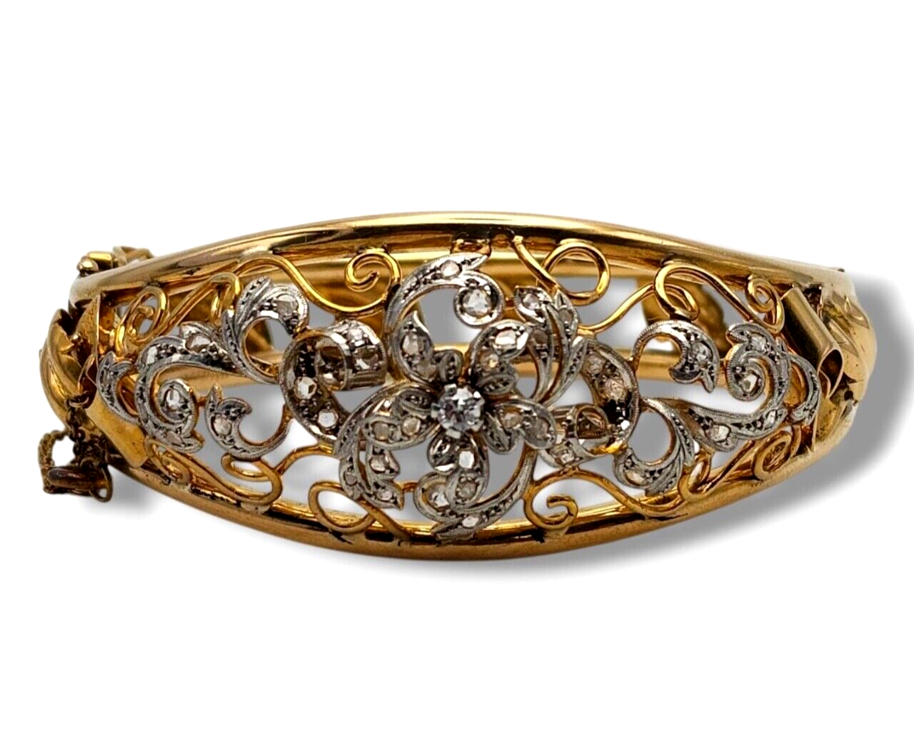 Beautiful Antique Victorian 18K Gold Bracelet with Diamonds