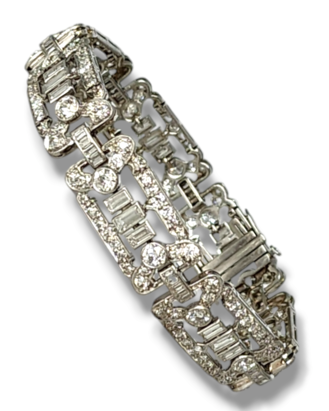 Gorgeous Art Deco Platinium Diamond  Bracelet  7 Carats Diamonds