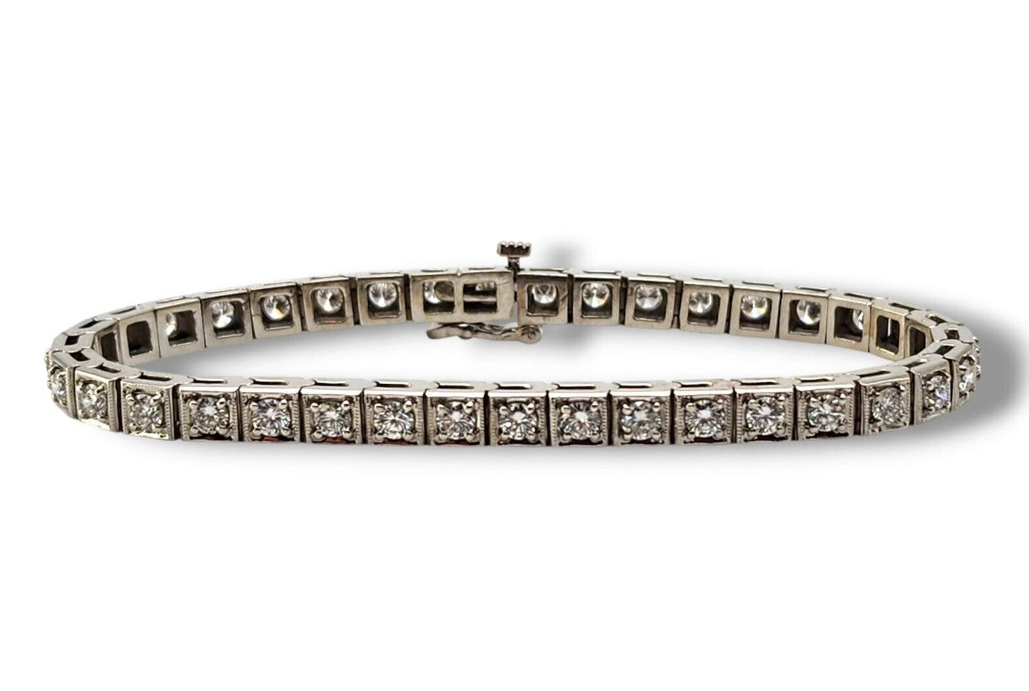 Vintage  18K White Gold  and Diamond Bracelet 4.0 Carats