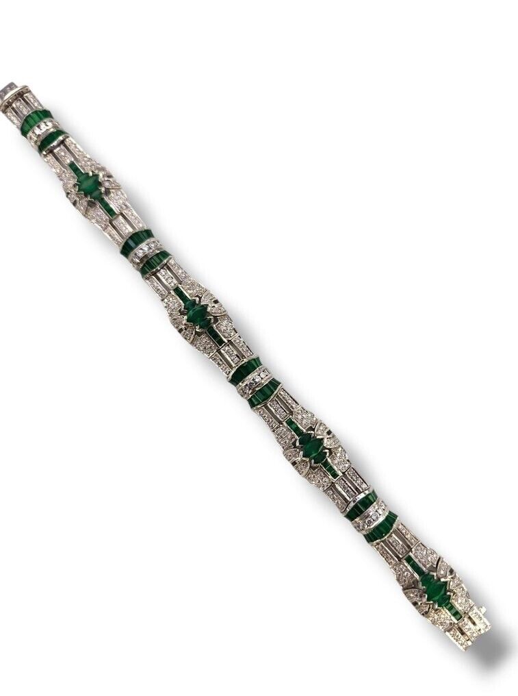 Art Deco 18K Gold and Diamond Bracelet 6.24 Carats Natural Diamonds