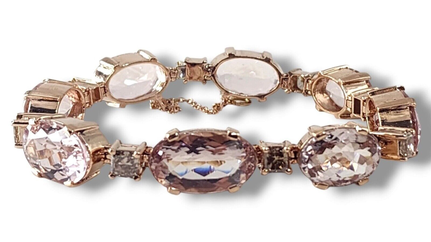 Vintage 14K Rose Gold Bracelet with Morganites & Diamonds