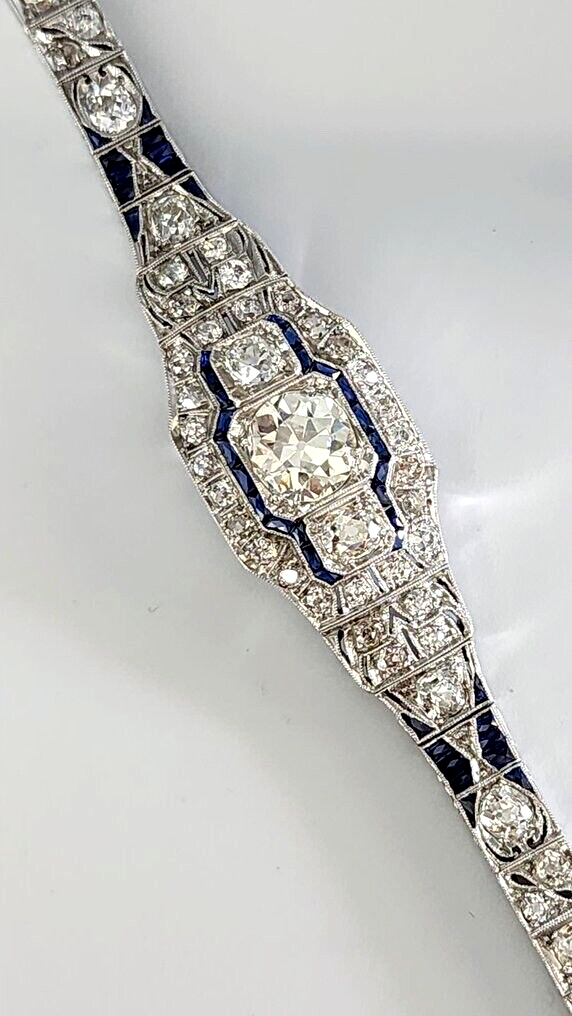 Gorgeous Rare Art Deco Platinum 6.39 Carats Diamond Bracelet Circa 1930