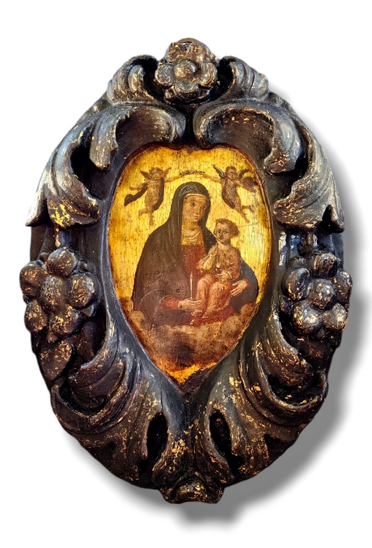 17/18th Century Veneto Greek Antique Icon of Mother of God