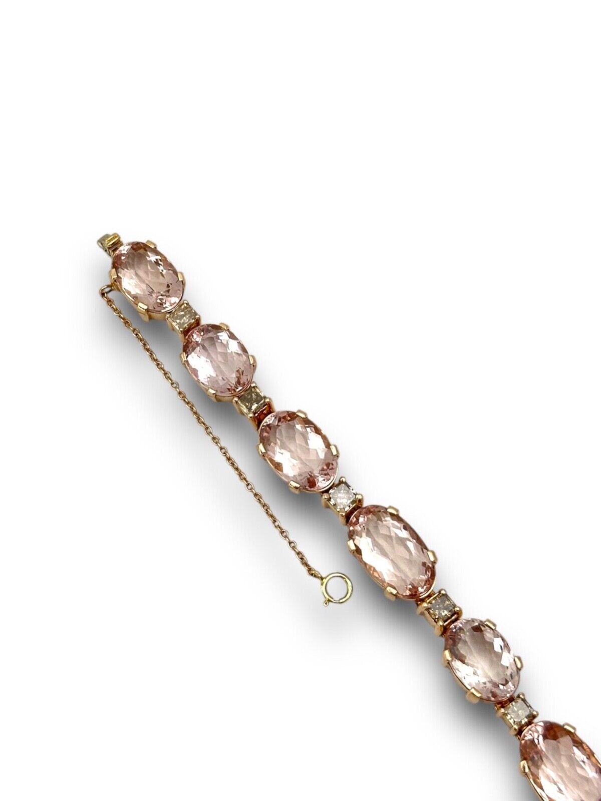 Vintage 14K Rose Gold Bracelet with Morganites & Diamonds