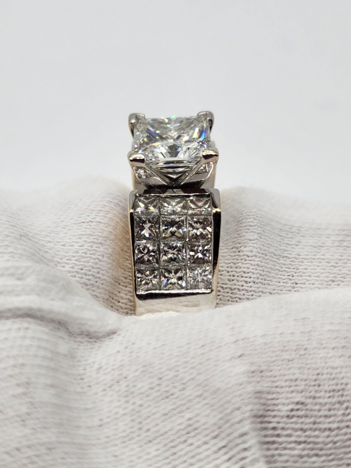 Gorgeous 2.17  Carat VVS2/H  Princess Cut Diamond 14k Gold Ring Total 4.5 C