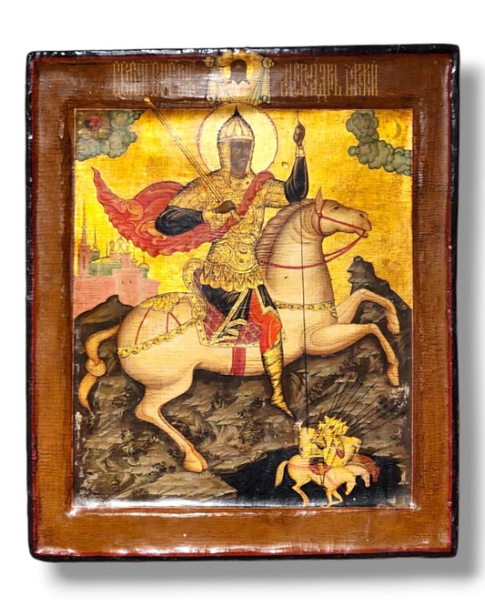 Rare Antique Russian Icon of the Saint Alexander Nevsky, Circa 1890