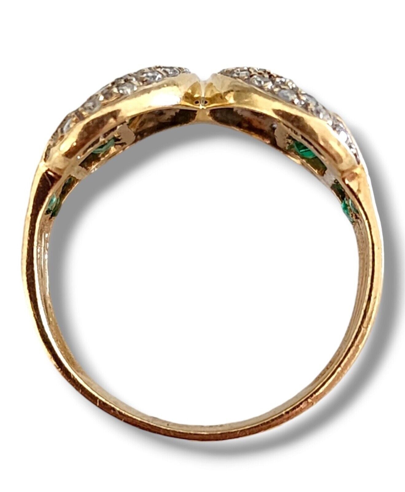 14K  Yellow Gold Ring with Diamonds & Emerald