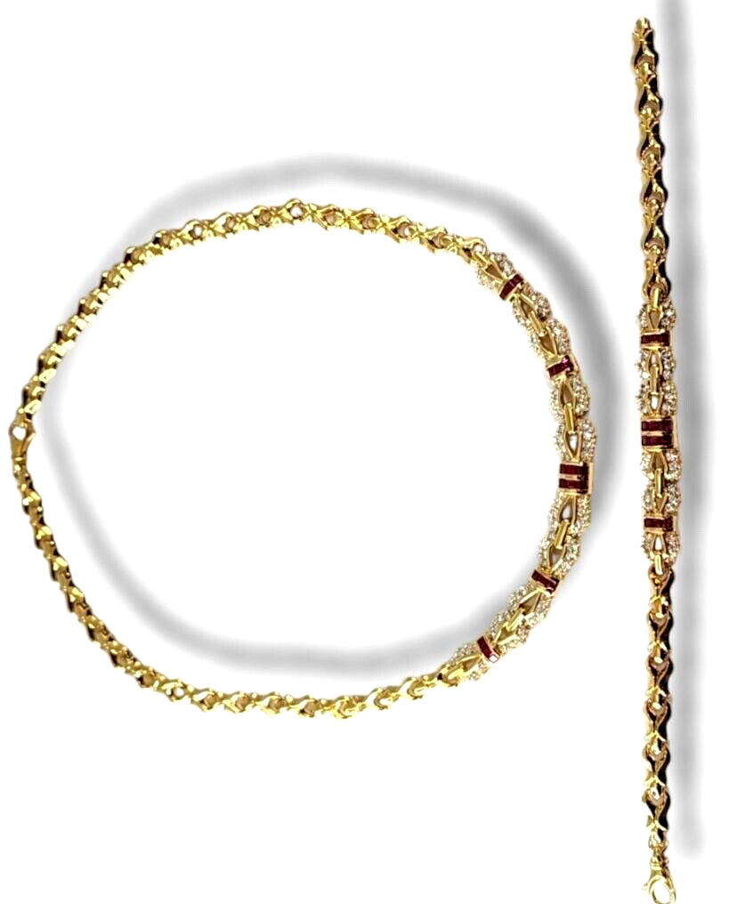 18K Gold Necklace & Bracelet  with Diamonds & Rubies 3.77 Carats  Firm: H.Stern