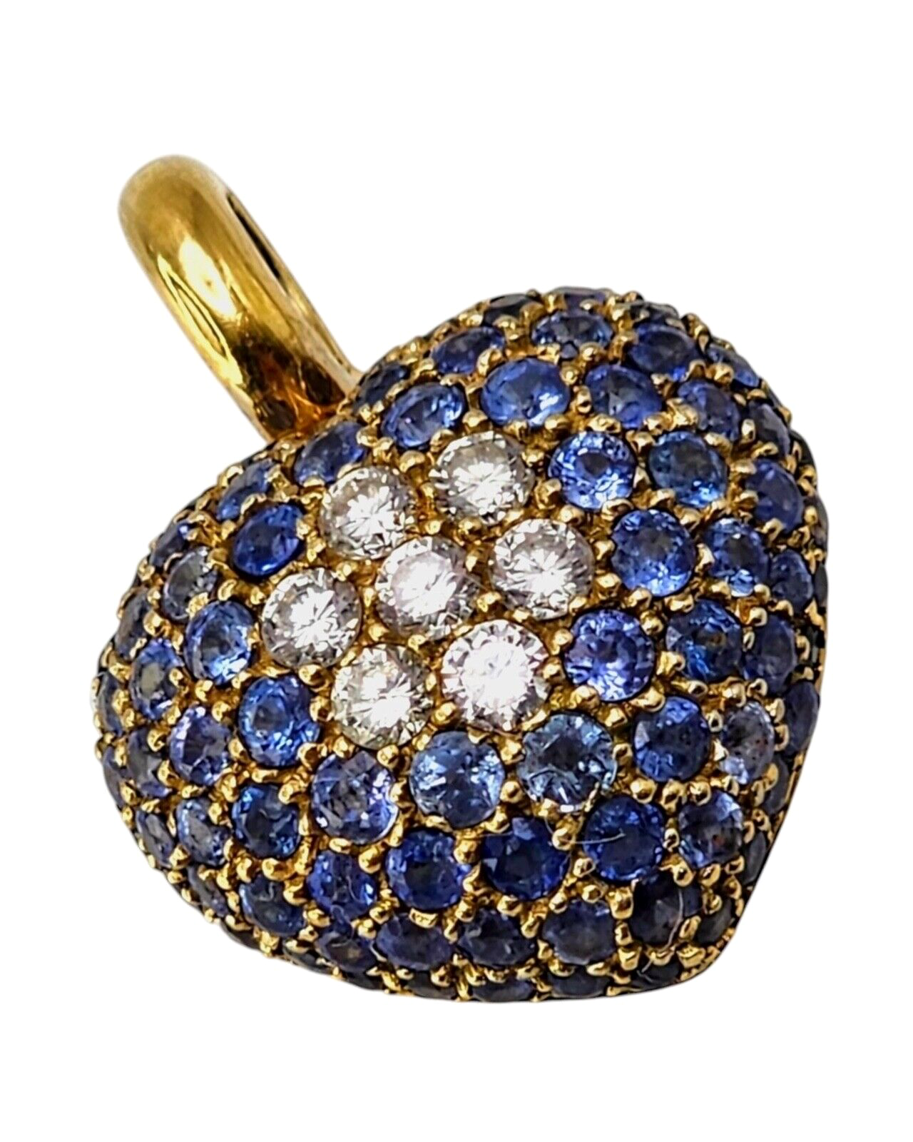 Beautiful  18K Gold Heart Shaped Brooch/Pendant decorated with large diamonds