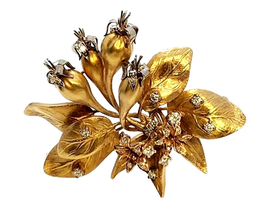 Amazing Vintage 18k Gold and Diamond Brooch