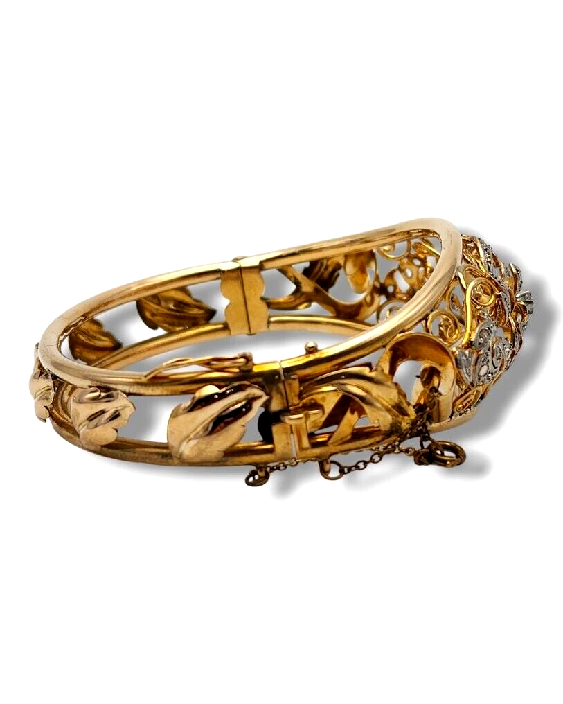 Beautiful Antique Victorian 18K Gold Bracelet with Diamonds