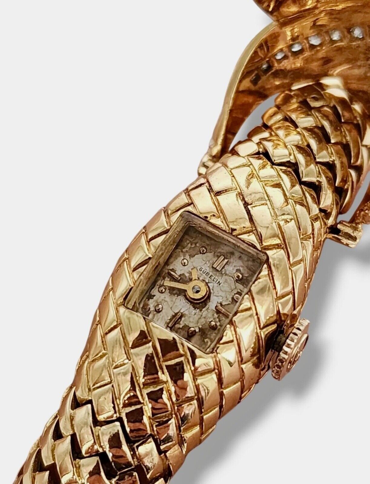 Gobelin  18K Gold Bracelet with Diamonds and Hidden Watch 78 Grams