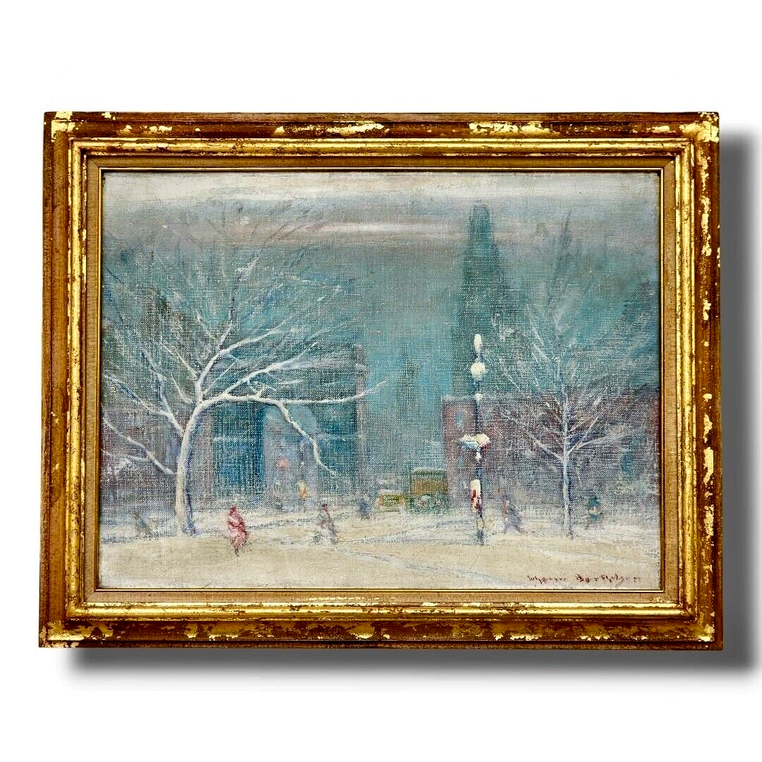 Johann Berthelsen  Washington Square Park in Winter Original Oil Painting