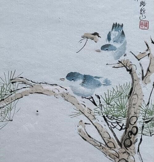 ART   Birds  Chinese Watercolor Painting Signed 2020s  Ji Rong China