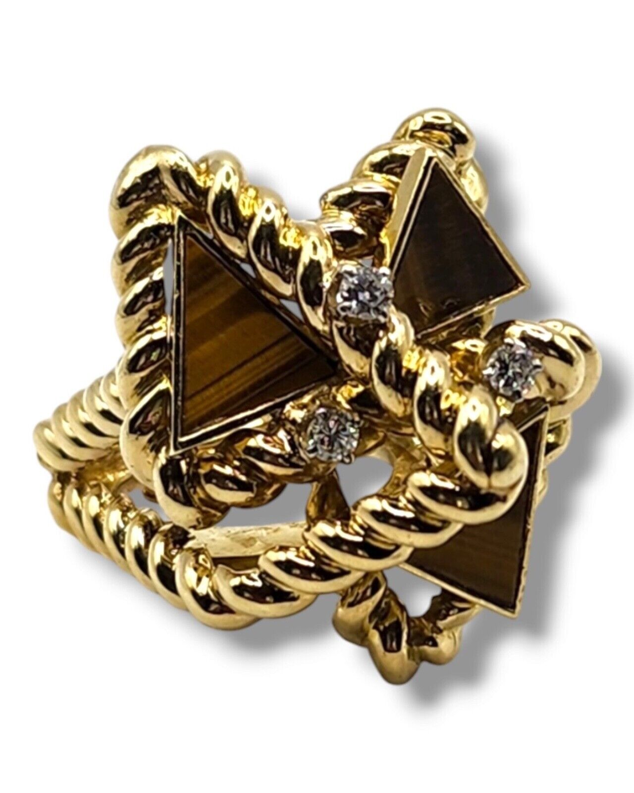 La Triomphe, Dia Tiger Eye, 18k & Diamond Gold Ring