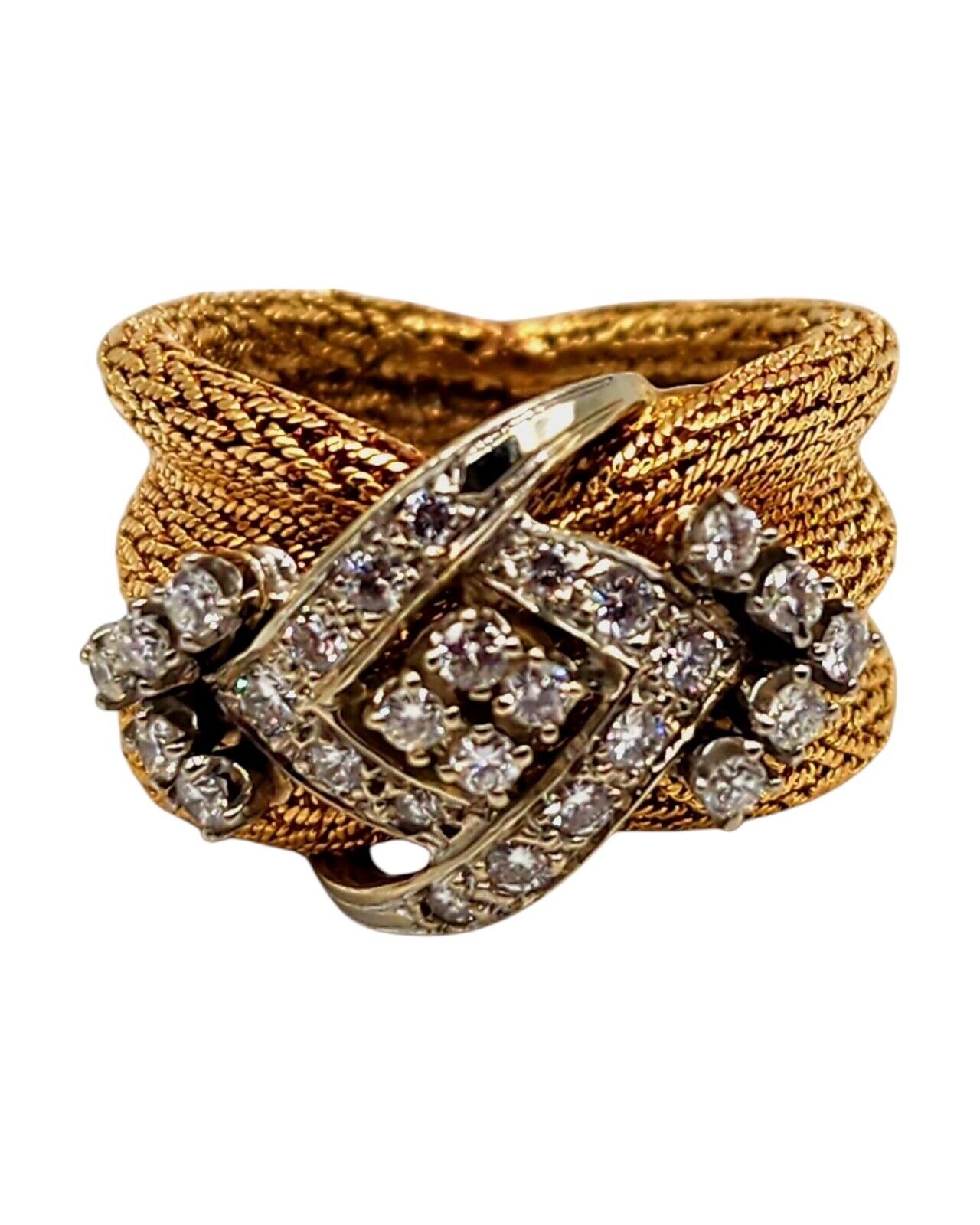 Gorgeous 14K Gold &  Diamond Women's Ring Italy