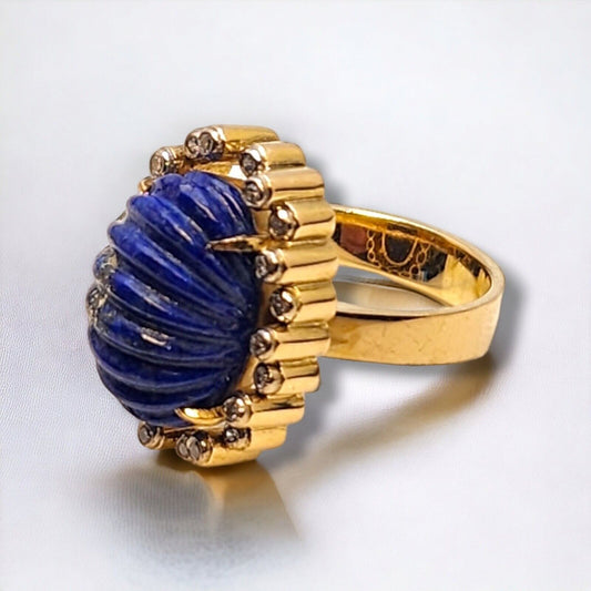 Vintage 18k Gold Lapis Lazuli Ring 1940s