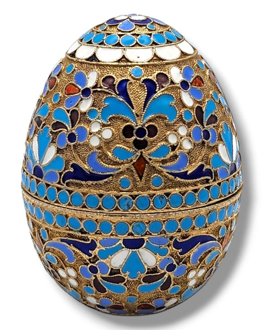 Imperial Russian 84 Silver & Enamel Egg Antique circa 1890