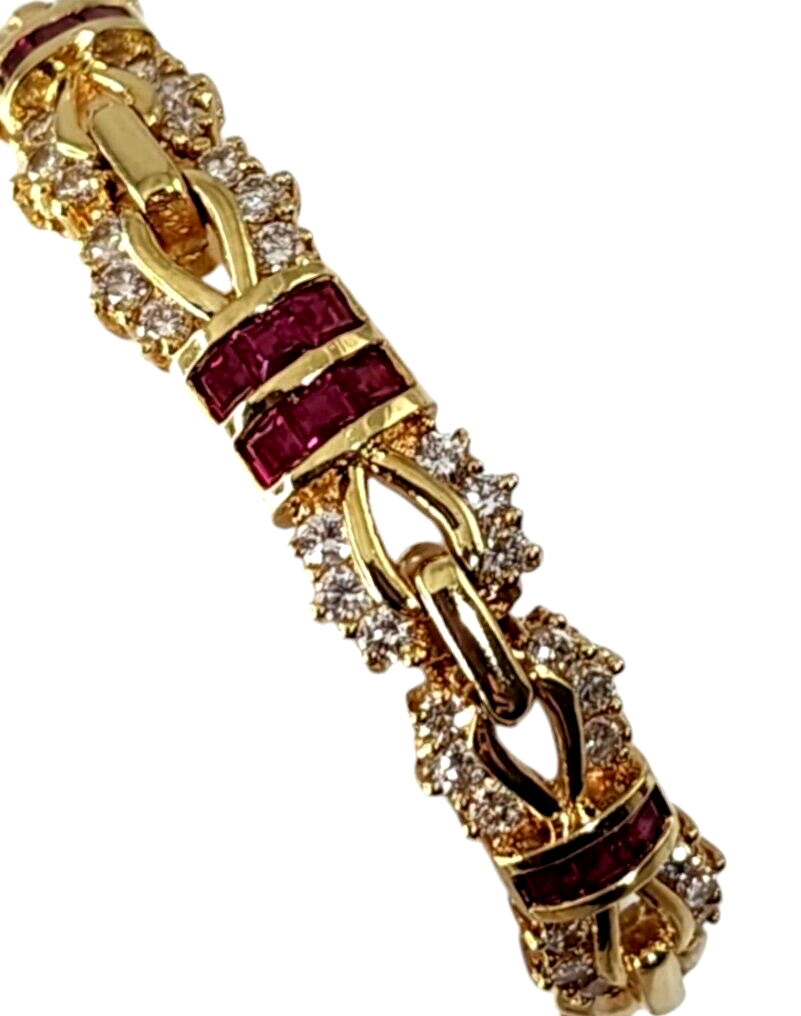 18K Gold Necklace & Bracelet  with Diamonds & Rubies 3.77 Carats  Firm: H.Stern