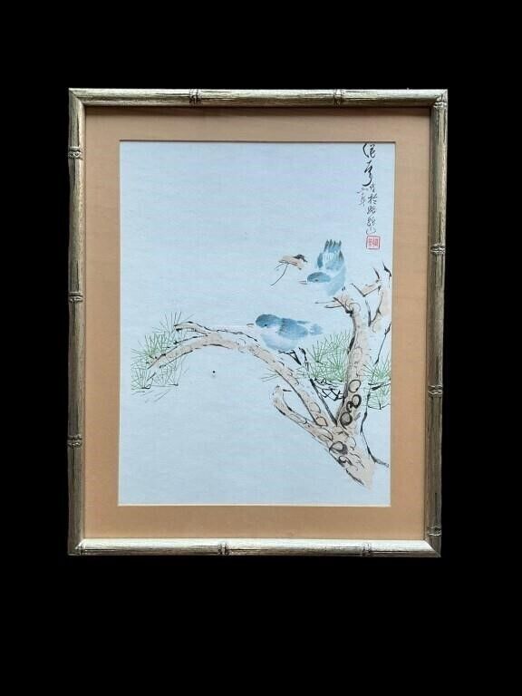 ART   Birds  Chinese Watercolor Painting Signed 2020s  Ji Rong China