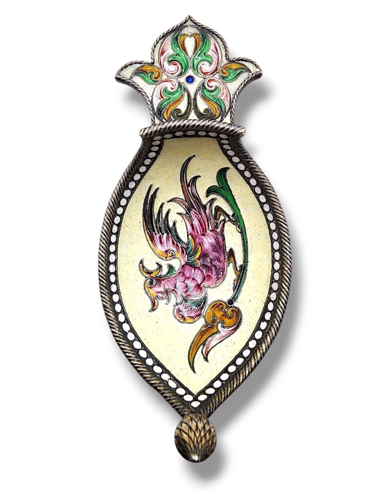 Russian Antique 84 Silver and Enamel Kovsh Rare Design! Circa 1890