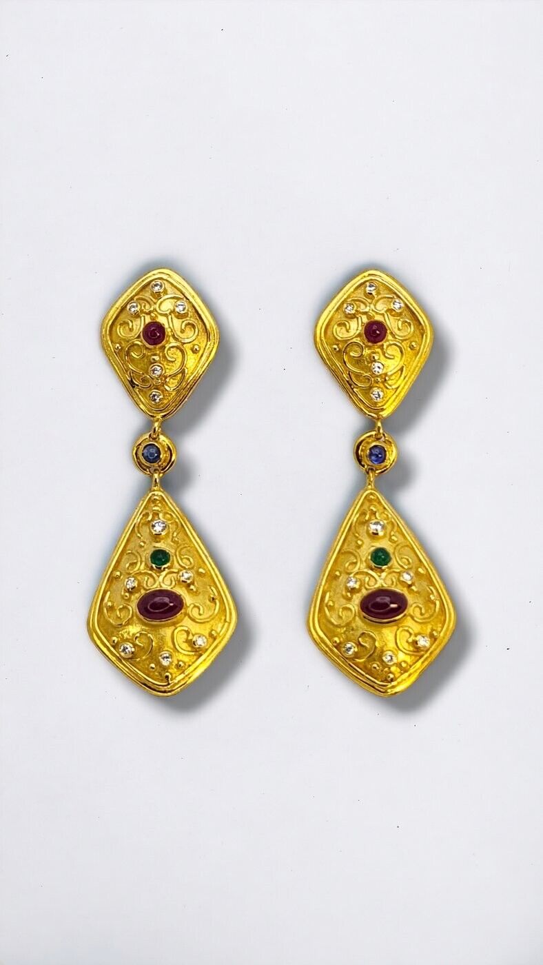 Vintage Amazing 18k Gold & Diamond Earrings