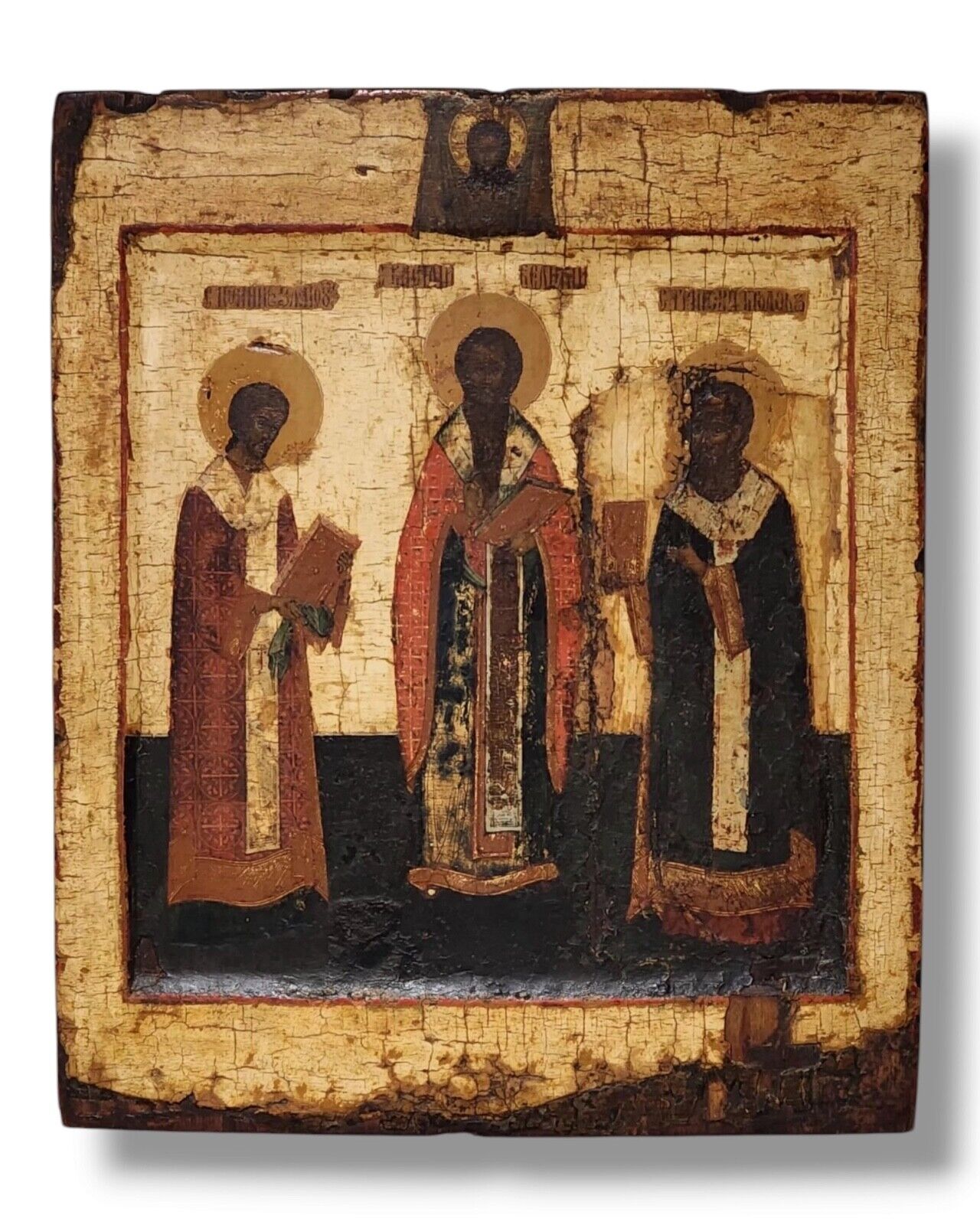 Rare Antique 17th Century Russian Icon of the Three Hierarchs