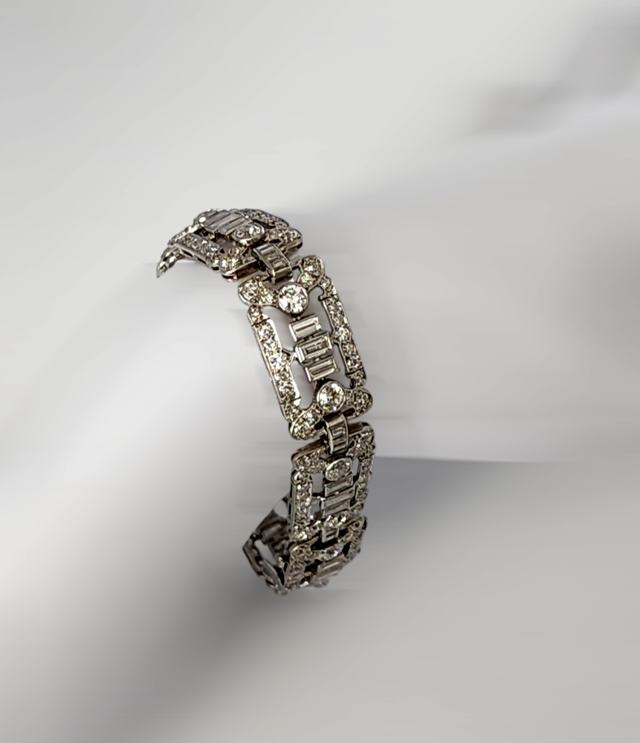 Gorgeous Art Deco Platinium Diamond  Bracelet  7 Carats Diamonds