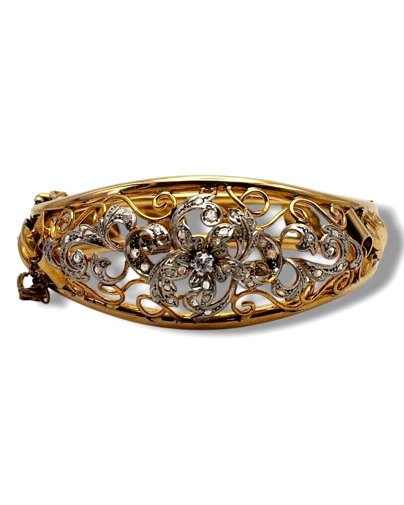 Beautiful Antique Victorian 18K Gold Bracelet with Diamonds