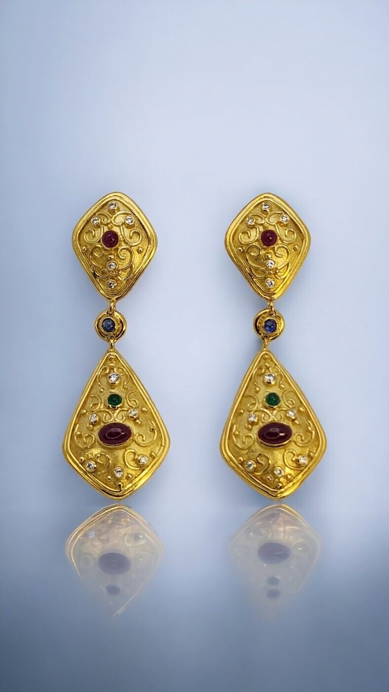 Vintage Amazing 18k Gold & Diamond Earrings